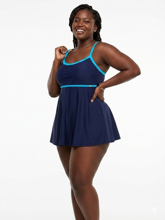 Jones New York Other - NWT Jones New York Plus Size Navy and Aqua Lace-Back Swimsuit Sizes 16W 18W 20W